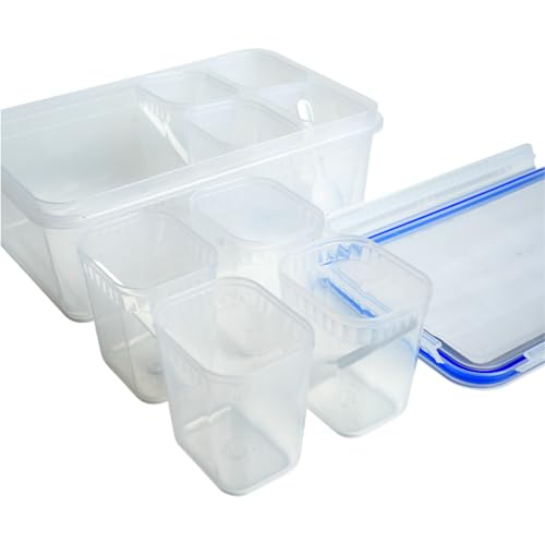Image of UNICA Spice Box With 8 Pots & 4 Tea Spoons, Plastic Spice Organizer With Air Resistant Lid & Non-Slip Base, Multipurpose Tray For Mukhwas, Spices, Herbs, Dishwasher-Safe,Transparent