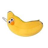 HSYHERE Creative Cute Novelty Funny Face Simulation Food Fruit Chicken Leg Banana Character Soft Stuffed Surface Clothes Zipper Pencil Box Pencil Case Pencil Holder Pouch Pen Bag - Yellow Banana