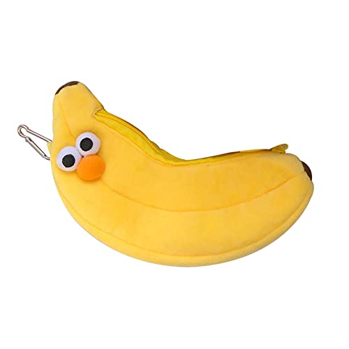 Image of HSYHERE Creative Cute Novelty Funny Face Simulation Food Fruit Chicken Leg Banana Character Soft Stuffed Surface Clothes Zipper Pencil Box Pencil Case Pencil Holder Pouch Pen Bag - Yellow Banana