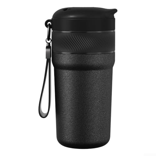 Molinillo de café manual robusto con construcción de acero inoxidable y taza integrada para un rendimiento duradero y molienda fresca (negro)