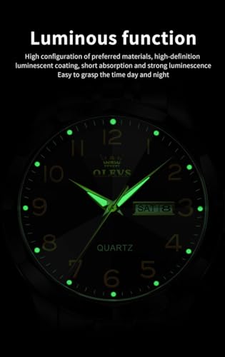 OLEVS Black Watch for Men Minimalism Business Dress Analog Quartz