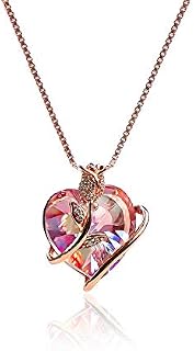 LEKANI Forever Love You Necklaces for Women with Crystal from Austria, 925 Sterling Silver Heart Pendant Jewellery Gifts for Women Her Mum Wife Birthday Gifts