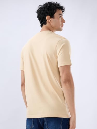 Image of Raymond Men Regular Fit Solid Pattern Pure Cotton Crew Neck Half Sleeve Casual T-Shirt