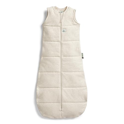 ergoPouch 2.5 TOG Sleeping Bag, 2-4 Years, Oatmeal Marle Print – Organic Jersey Cotton, Sleeveless, Arms-Out Design, Warm & Comfortable, Ideal For Room Temperatures (15–21°C)