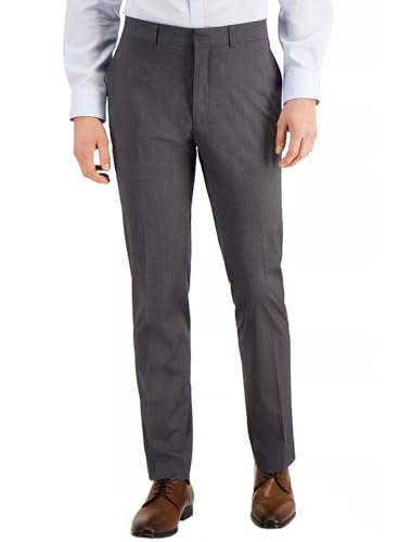 Kenneth Cole Reaction Mens Techni-Cole Slim-Fit Dress Pants 38W x 32L Silver