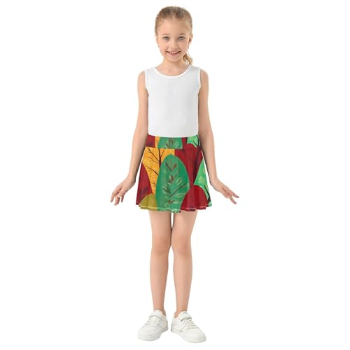 Toddlers Tennis Skirts Autumn Leaf Orange Green Athletic Shorts Girls Skorts Pink Cute Pleated 4t3