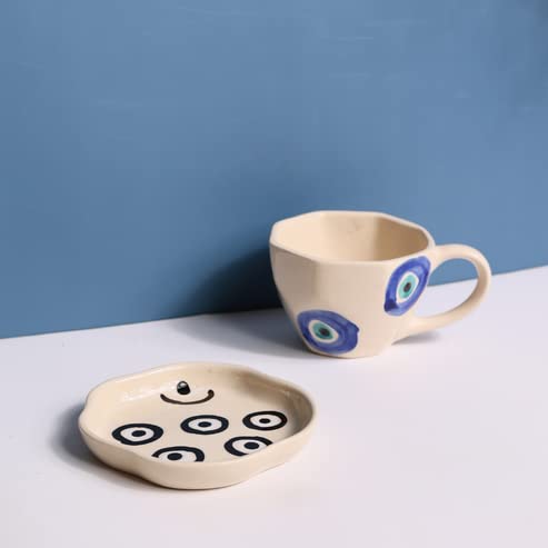 Image of WEAVING HOMES Evil Eye Mug & Handmade Dessert Plate (Set of 2)
