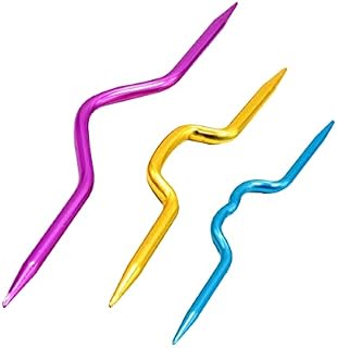 Knitting Cable Needle,3 pcs Crooked Needle Twist Curved Hand Knit Needles,Cable Knitting Needles,Sweater Knitting Tool.