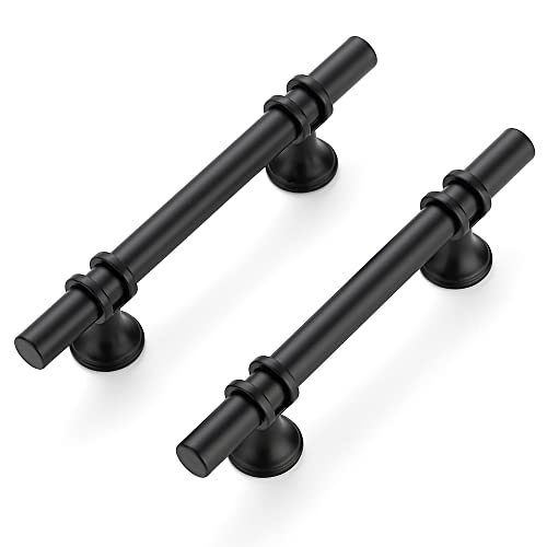 Image of Ravinte 5 Pack 6 Inch Cabinet Pulls Kitchen Cupboard Handles with Round Base Matte Black Drawer Pulls Cabinet Handles 6 inch Length,3.5 inch Hole Center