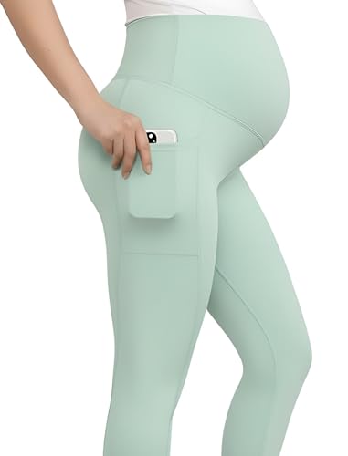 Image of Motherhood Maternity Women's Over the Belly Workout Activewear Pregnancy Leggings with Pockets