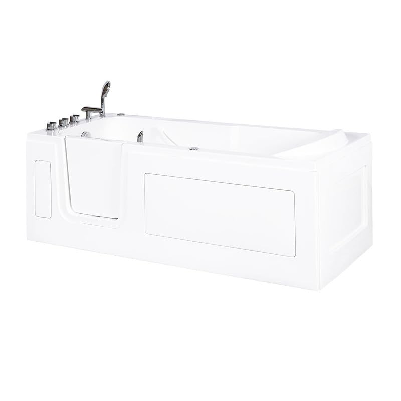 Vidalux WB408 Left Whirlpool Abberton Easy Access Walk-in Bath, White - Slip-Resistant Base - Ideal for The Elderly - 5 Years Warranty - L 170cm x W 76cm x H 61