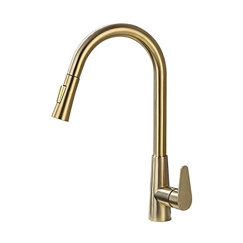 Rubinetto per lavello da Cucina per Bar Agriturismo Commerciale, Rubinetto da Cucina Estraibile, Rubinetto da Cucina in Oro Spazzolato, Miscelatore per lavello Nero, miscelatori da Cucina con