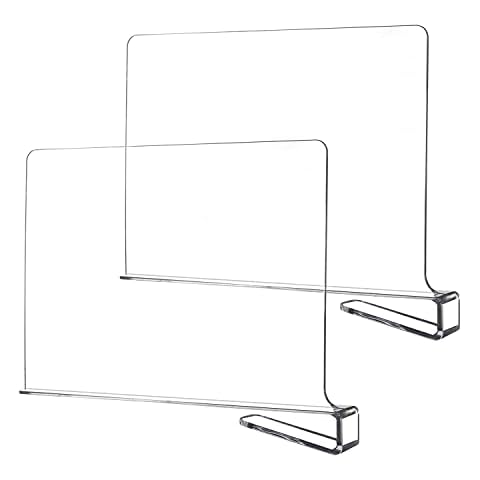 DUTWROY Acrylic Shelf Dividers for Closets 2 Pack Clear Shelf Separators Closet Organizer Divider for wardrobe Bookcases Wood Closet Kitchen Cabinets Shelf Storage and Organization Cover