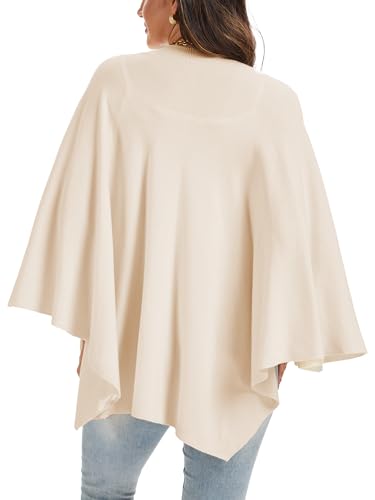 Moss Rose Womens Large Cross Front Poncho Sweater Wrap Topper Knitted Elegant Shawls Cape for Fall Winter2