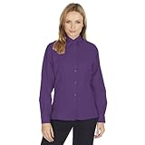 Style It Up Ladies Long Sleeve Tailored Poplin Shirt Adults Work Wear Styled Business Soft Collar Buttumned Formal Smart Womens Blouse (Purple, 12)
