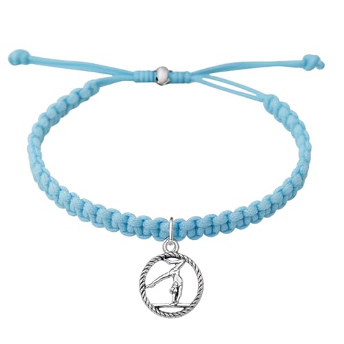 Image of Sportybella Gymnastics Charm Bracelet, Girls Gymnastics Jewelry, Girls Adjustable Rope Gymnastics Charm Bracelet for Gymnasts, Gymnastics Gift