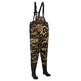 vidaXL Wathose mit Stiefeln PVC-beschichtetes Polyester Größe 39, Wasserdichte Angelwathosen, verstellbar für Outdoor-Abenteuer, Freizeit- und Sport-Equipment