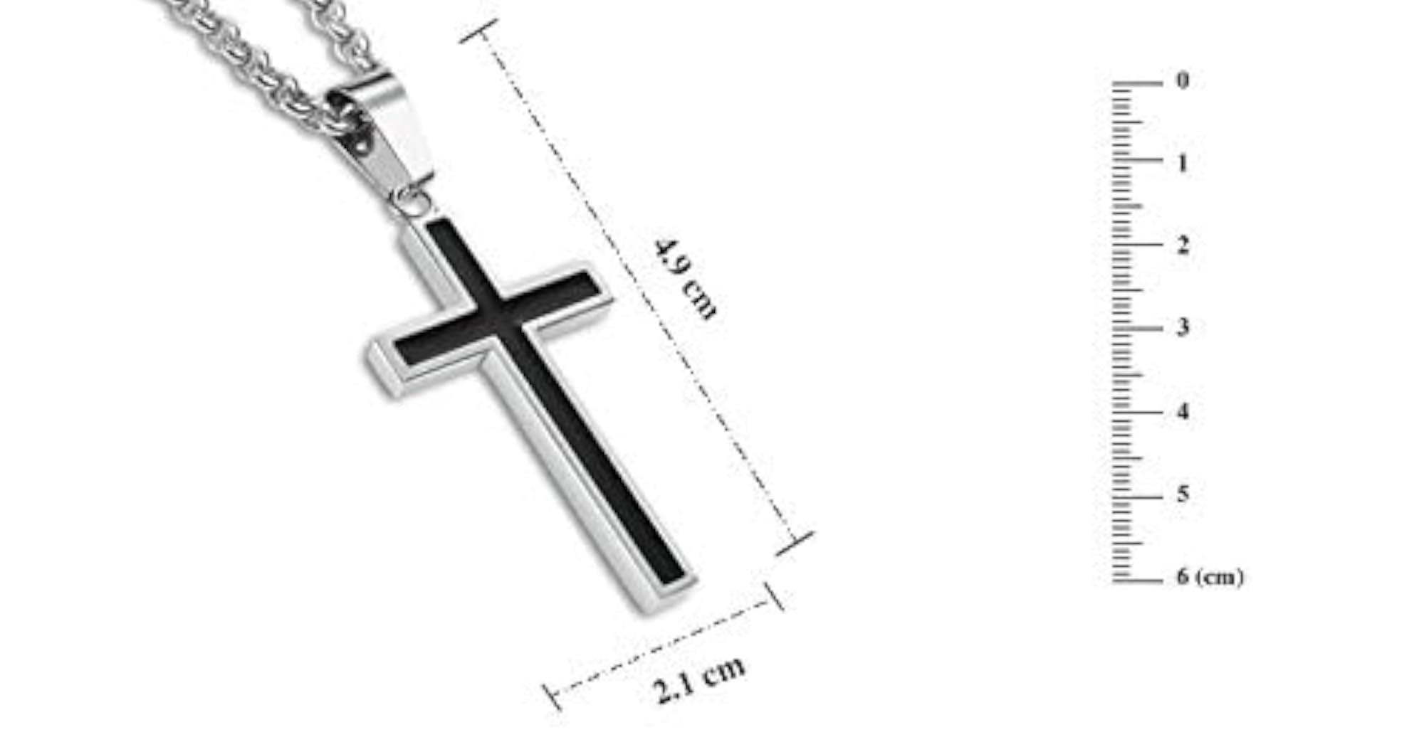 Unisex Titanium Steel Rolo Chain with Crucifix Cross Pendant