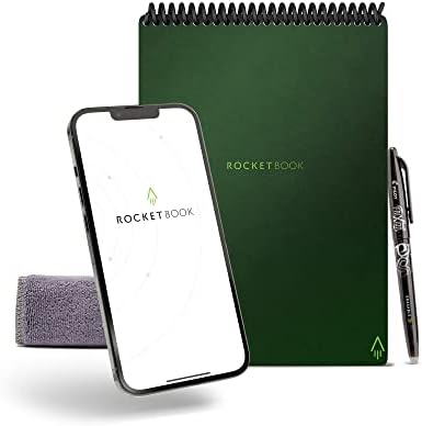 ROCKETBOOK Flip - with 1 Pilot Frixion Pen & 1 Microfiber Cloth Included - Green Cover, Executive Size (6" x 8.8") (FLP-E-K-CKG)