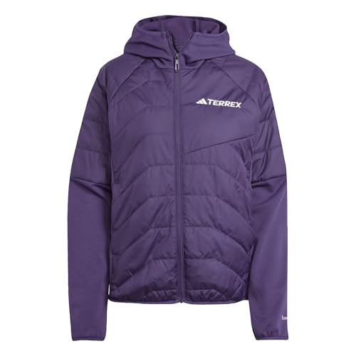 adidas Damen Terrex Multi CLIMAWARM Insulated Hybrid Hooded Jacket, Aurora Plum, M