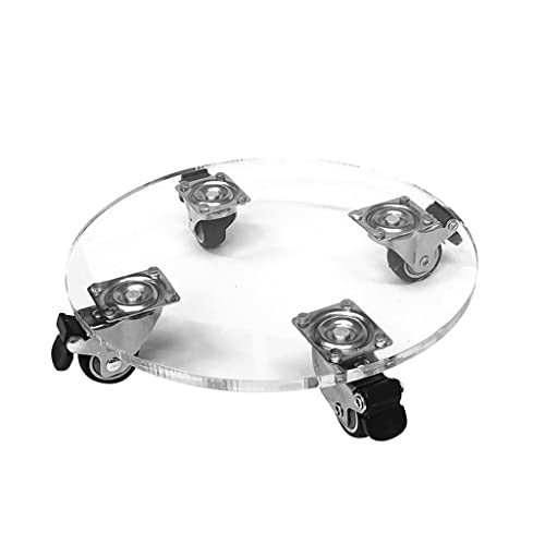 Clear Rolling Plant Caddy with Lockable Casters - Heavy Duty Acrylic Stand for Indoor/Outdoor Flower Pots & Planters - Durable, Portable, Easy Mobility