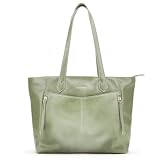 Missnine Tote Bag for Women with Zipper, Leather Purse and Handbags, Ladies Top-handle Shoulder Bags for Work, Casual, Travel, Green