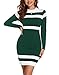 Beyove Women's Colorblock Striped Long Sleeve Cotton Knit Sweater Bodycon Dress