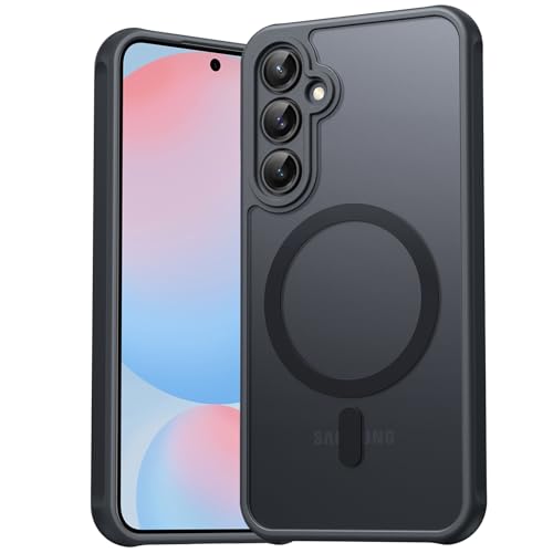 EASDNB für Samsung Galaxy S24 FE Hülle für Magsafe Magnetisch Handyhülle für Samsung S24 FE Hülle Kameraschutz Stoßfeste Kratzfeste Durchscheinende Schutzhülle für Galaxy S24 FE Case Schwarz