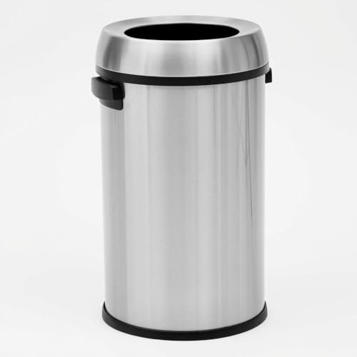 Caneca de basura abierta 17 gal (65L) acero inoxidable pulido