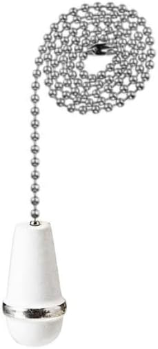 2Pcs Ceiling Fan Pull Chain 12 inch Wooden Pull Chain Extension Fan Chain Extender Ornament Connector for Ceiling Fan Light (White)