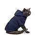 Jnancun Cat Clothes for Cats Only Winter Hoodie Sweatshirts with Pockets Warm Cat Outfits for Cat(Large, Navy)