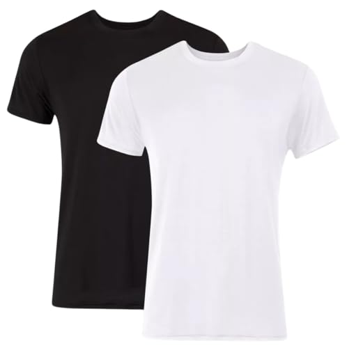 Hanes Ultimate Men's Originals Supersoft T-Shirt, Viscose from Bamboo Undershirt, 2-Pack, Black/White-2 Pack
