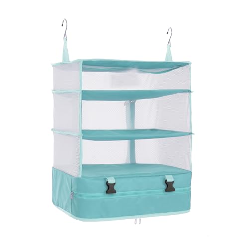 TABITORA Portable Hanging Travel Shelves Bag Packing Cube Organizer Suitcase Storage Large Capacity (mintblue, X-Large) by TABITORA - Used condition - CA$61.74