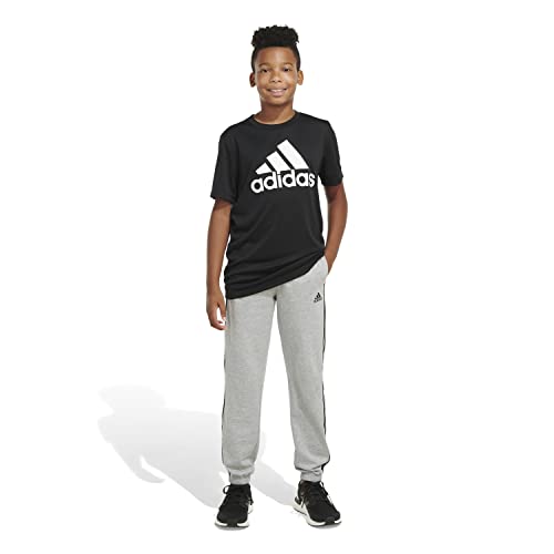 Adidas Boys' Big Elastic Waistband Essentials French Terry 3-Stripe Jogger, Medium Grey Heather, Xl(18/20) #TOP3