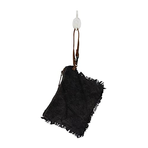 Myra Bag Exude Charm Pouch Upcycled Canvas, Rug, Leather & Cowhide S-26614