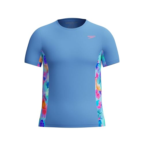 Image of Speedo Girls' Uv Swim Shirt Short Sleeve Printed Rashguard