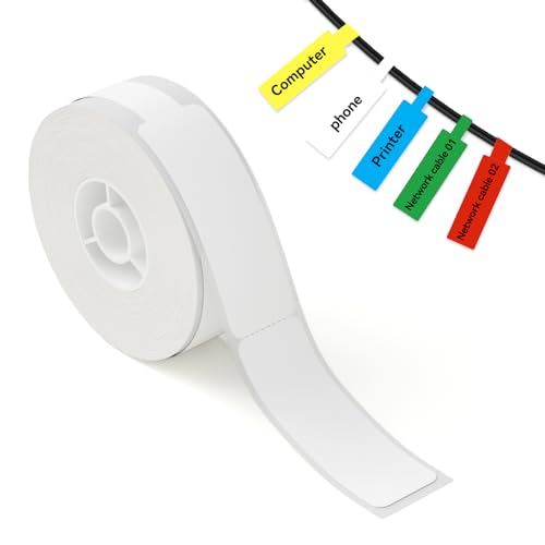NIIMBOT White Cable Labels Maker Tape for D11/D110/D101 Label Maker, 0.49'' x 4.29''(12.5mm x...