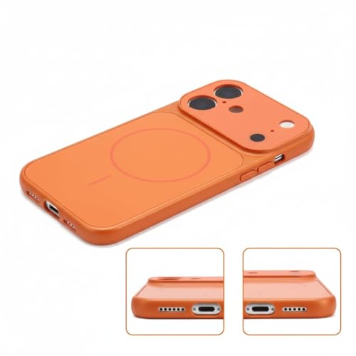 Image of for iPhone 16 |Convert to 17 pro /17 Pro Max Style Premium Back Glass Converter Cover Magnetic Case for iPhone 16 (Orange)