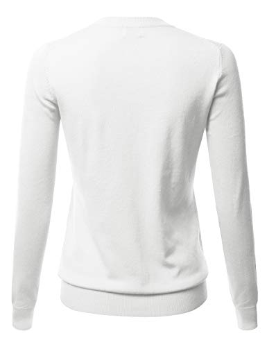 Image of LALABEE Women's Crew Neck Gem Button Long Sleeve Soft Knit Cardigan Sweater