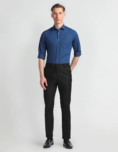 Image of Arrow Micro Check Slim Fit Cotton Formal Shirts for Men - Full Sleeve Shirt for Man