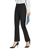 ChinFun Women's Yoga Dress Pants Bootcut Stretchy Work Pants Slacks for Women Office Casual Business Pants Petite/Regular 4 Pockets Black L