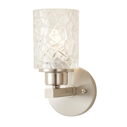 Image of ALICE HOUSE Brushed Nickel Wall Sconce, Farmhouse Bathroom Wall Lamp, Modern Wall Lighting for Living Room Bedroom Hallway AL9082-W1