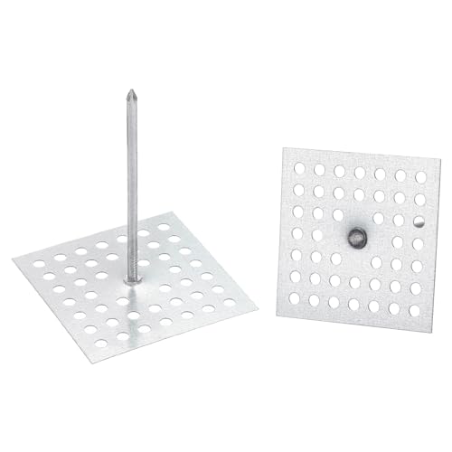 PATIKIL 100 pines de aislamiento perforados de 6,3 cm, ganchos de aislamiento de aluminio, autobloqueo para juntas de espuma, pared, suelo, techo, arandelas de yeso