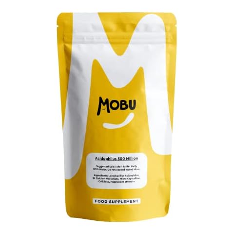 Acidophilus Lactobacillus 500m CFU 120 Probiotic Tablets - Bowel Function, Healthy Gut & Digestion Support - Vegan UK Made - GMP Approved - MOBU Cover