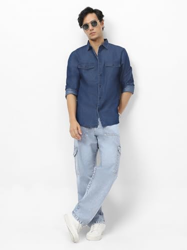 Image of Urbano Fashion Men's Full Sleeve Regular Fit Casual Denim Shirt