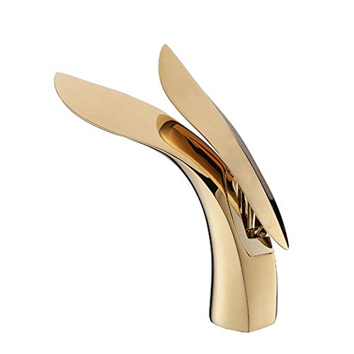 Robinet de Lavabo Design Unique à Angle d'Arc Mitigeur Monotrou en Laiton