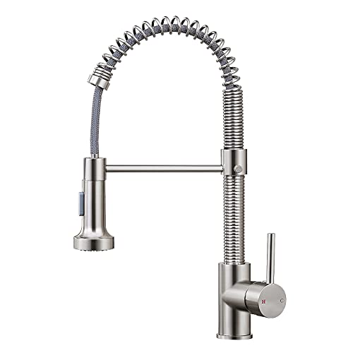 60% Off Discount Qomolangma Kitchen Faucet with Pull Down Sprayer Low Lead Single Handle Spring Kitchen Sink Faucet, Brushed Nickel 60% Off Discount Qomolangma Kitchen Faucet with Pull Down Sprayer Low Lead Single Handle Spring Kitchen Sink Faucet, Brushed Nickel