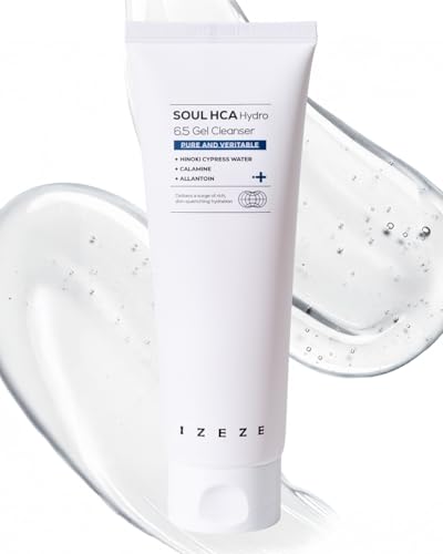IZEZE Soul HCA Hydro 6.5 Gel Cleanser 5.07 fl.oz, 150 ml | Calamine, Mild Acidic, Gentle pH Foaming Wash, Fresh Moisturizer Facial Wash, Hyaluronic Acid Cleansing Gel, Korean Skincare