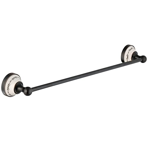 PaulGurkes Toallero retro nostálgico de cerámica negro con cenefa, accesorios de baño estilo rústico, juego de toallas, toallero, toallero, toallero, nostálgico
