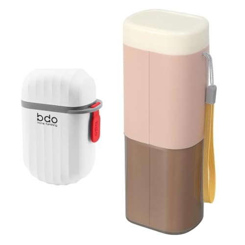 Image of Shopiable Store Travel Toothbrush Case Multifunctional Toothpaste Container Portable Business Trips Wash Cup Holder Organizer Towel Storage Box for Traveling, Camping (Travel Pink, Soap)